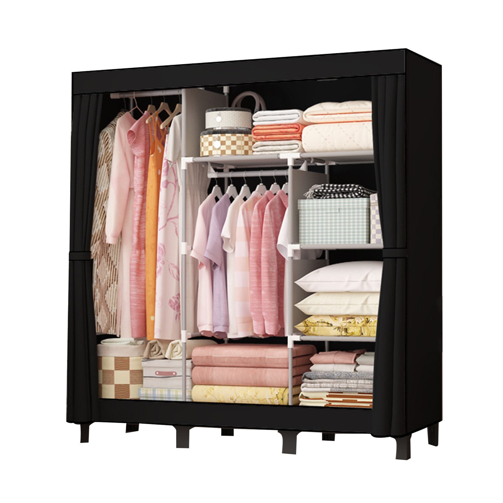 loefme Kleiderschrank Stoffschrank, 170×45×175 cm/130×45×172 cm Stoffkleide günstig online kaufen