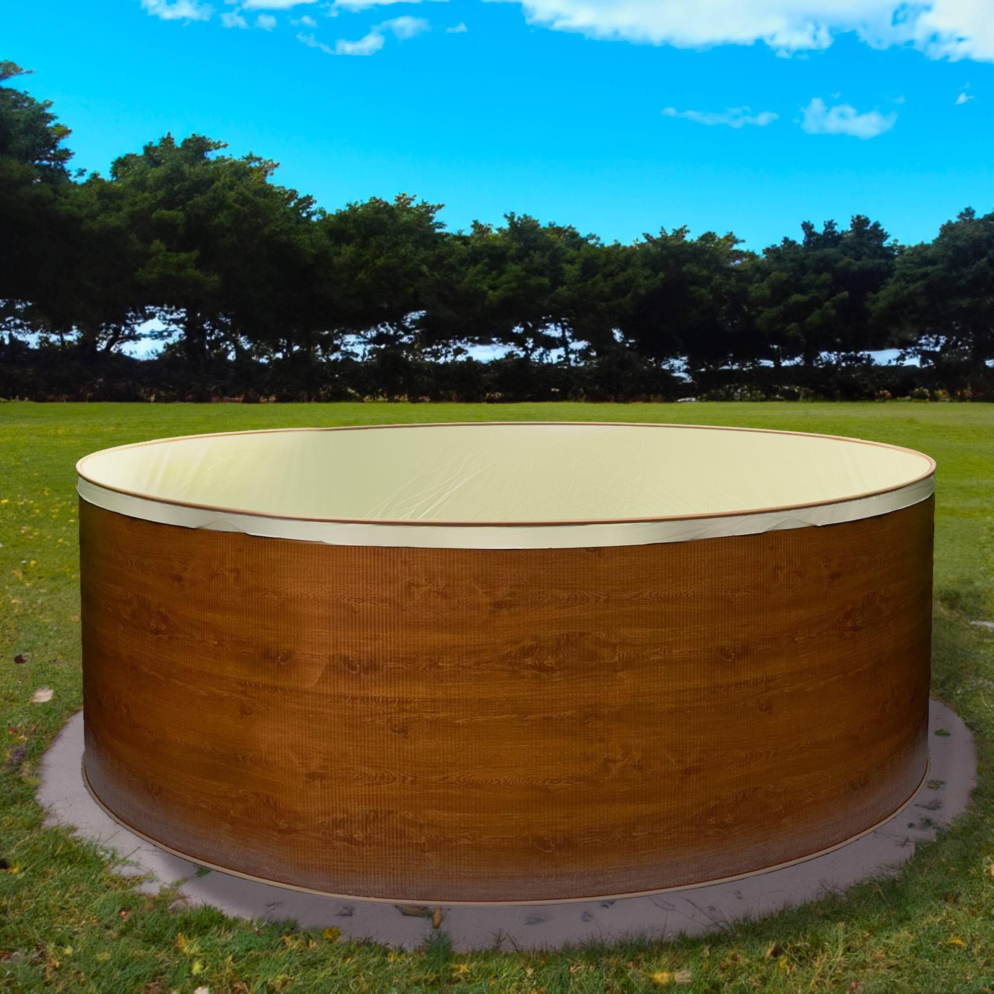 Waterman Rundpool Stahlwandpool rund 350x120 cm, Stahl 0,4 mm Holzop (1-tlg), verzinkte Stahlwand