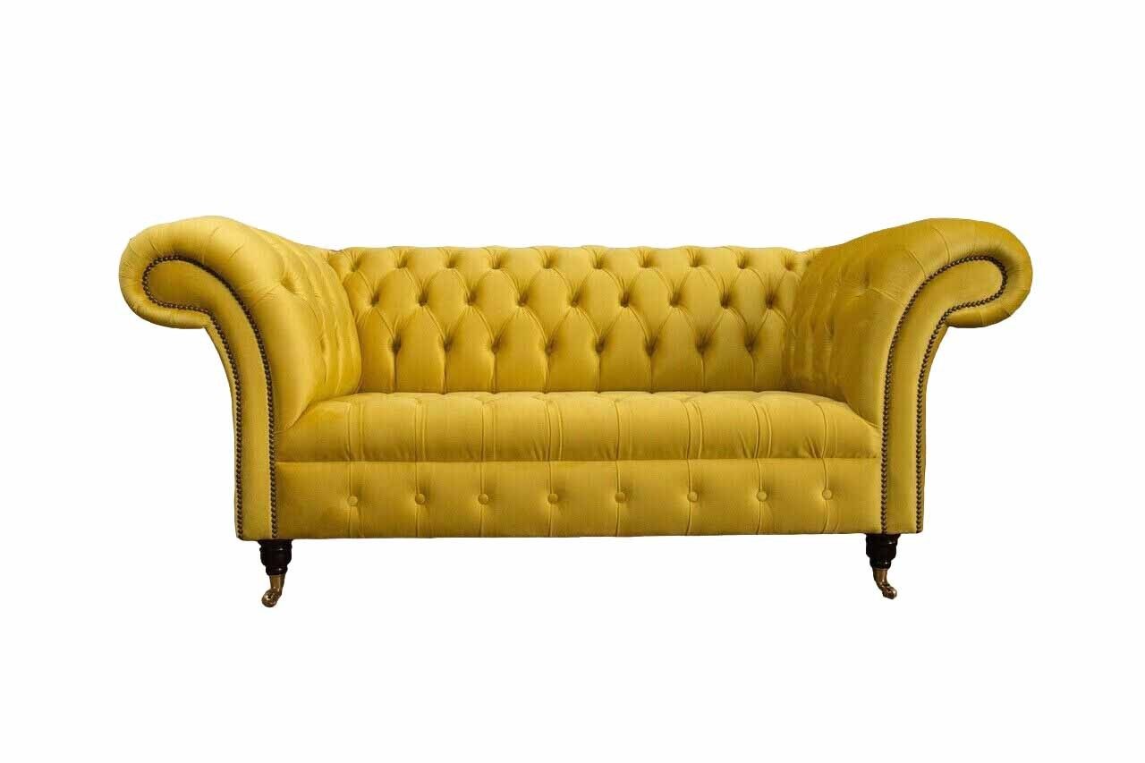 Xlmoebel Chesterfield-Sofa Zweiersofa Polster für Wohnzimmer in Gelb, 1 Teile, Made in Europa