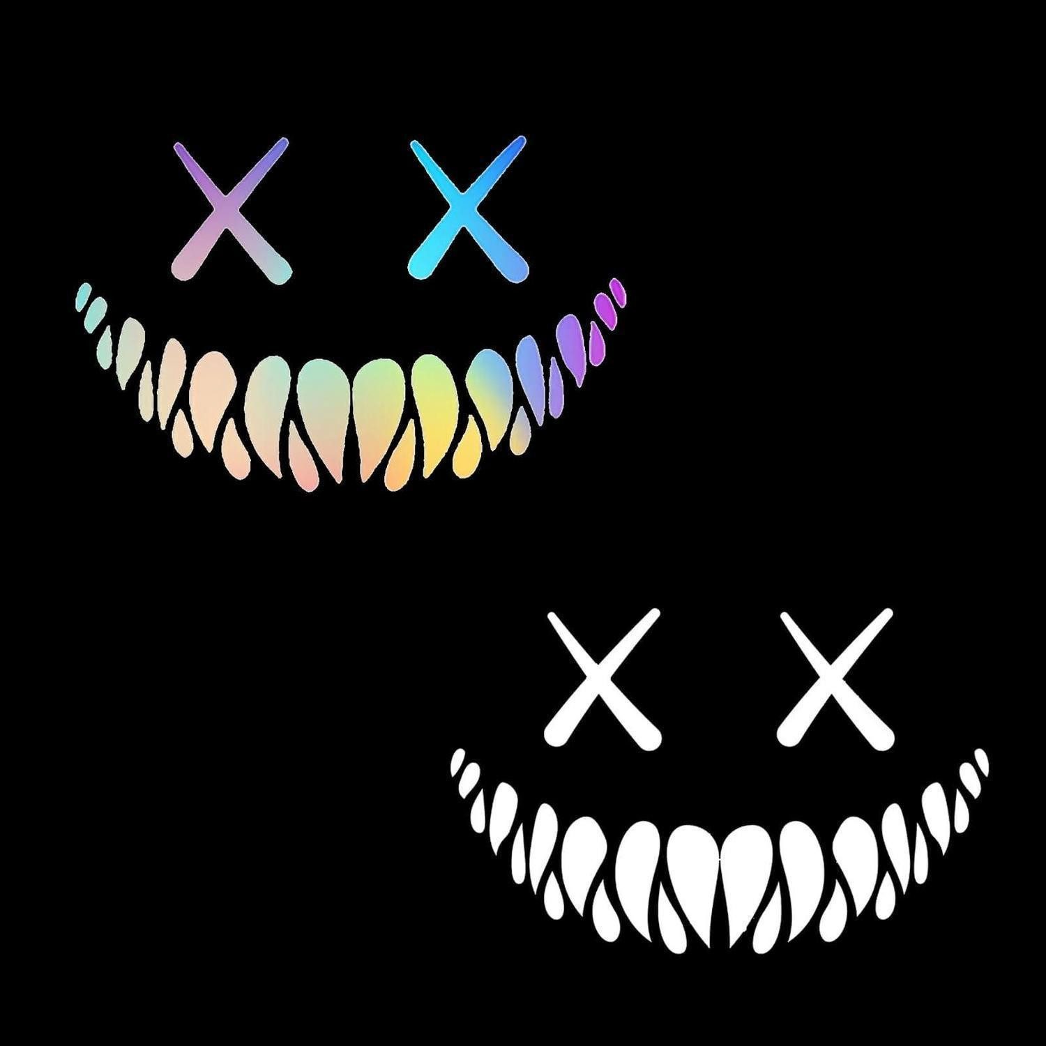 LuxusKollektion Reflektor-Aufkleber Aufkleber 2er Set reflektierend Dämon Smile für Auto Motorrad Helm