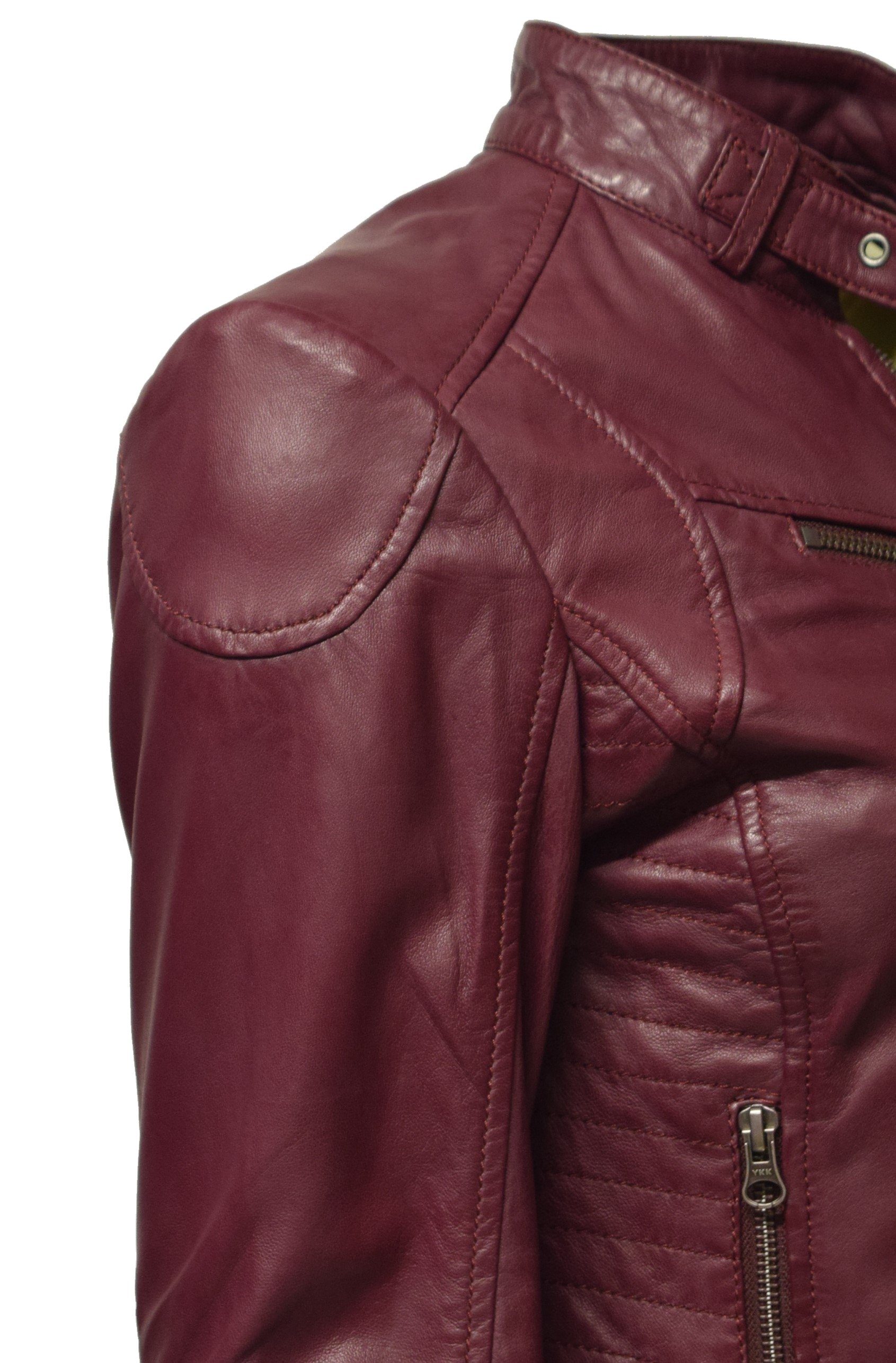 Zimmert Leather Lederjacke Frida washed Lammnappa Leder, Cognac, Schwarz, Braun, Beere, Rot