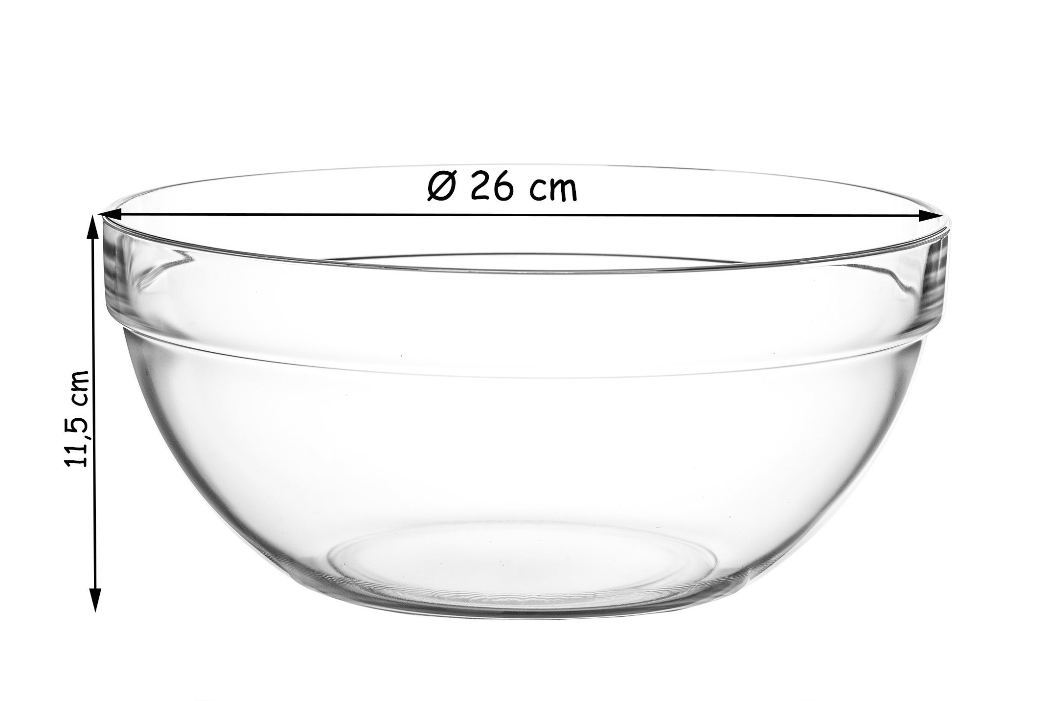 Ø Glasschale L Glas, 26 Arcoroc Salatschüssel Glasschüssel, cm (1-tlg) Empilable in France Made 4,5