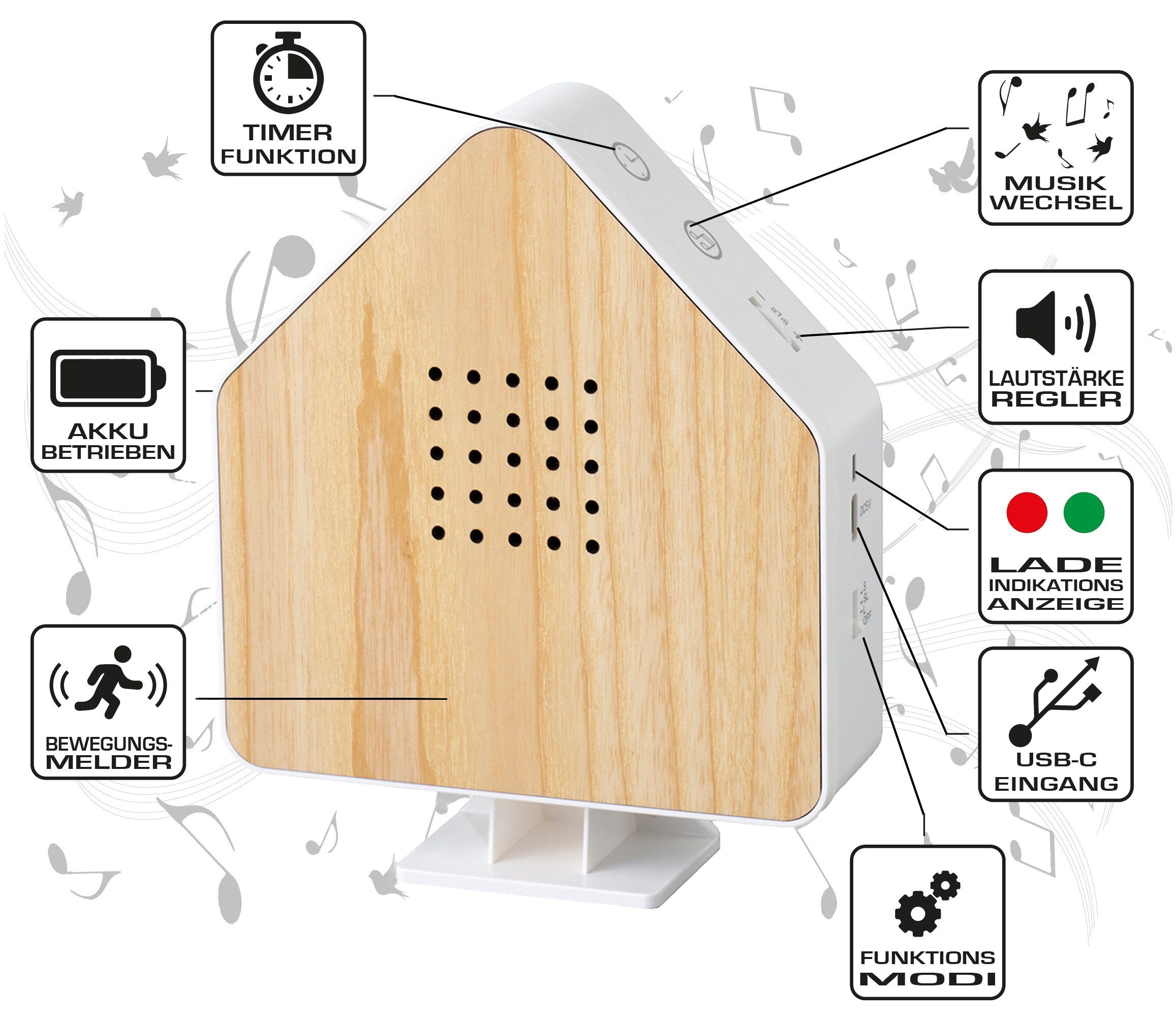 Northpoint LED Dekolicht Naturgeräuschebox Vogelzwitscher Bewegungsmelder günstig online kaufen