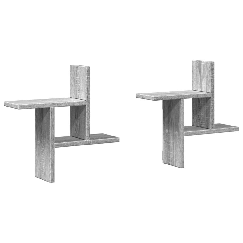 vidaXL Regal Wandregale 2 Stk. Grau günstig online kaufen