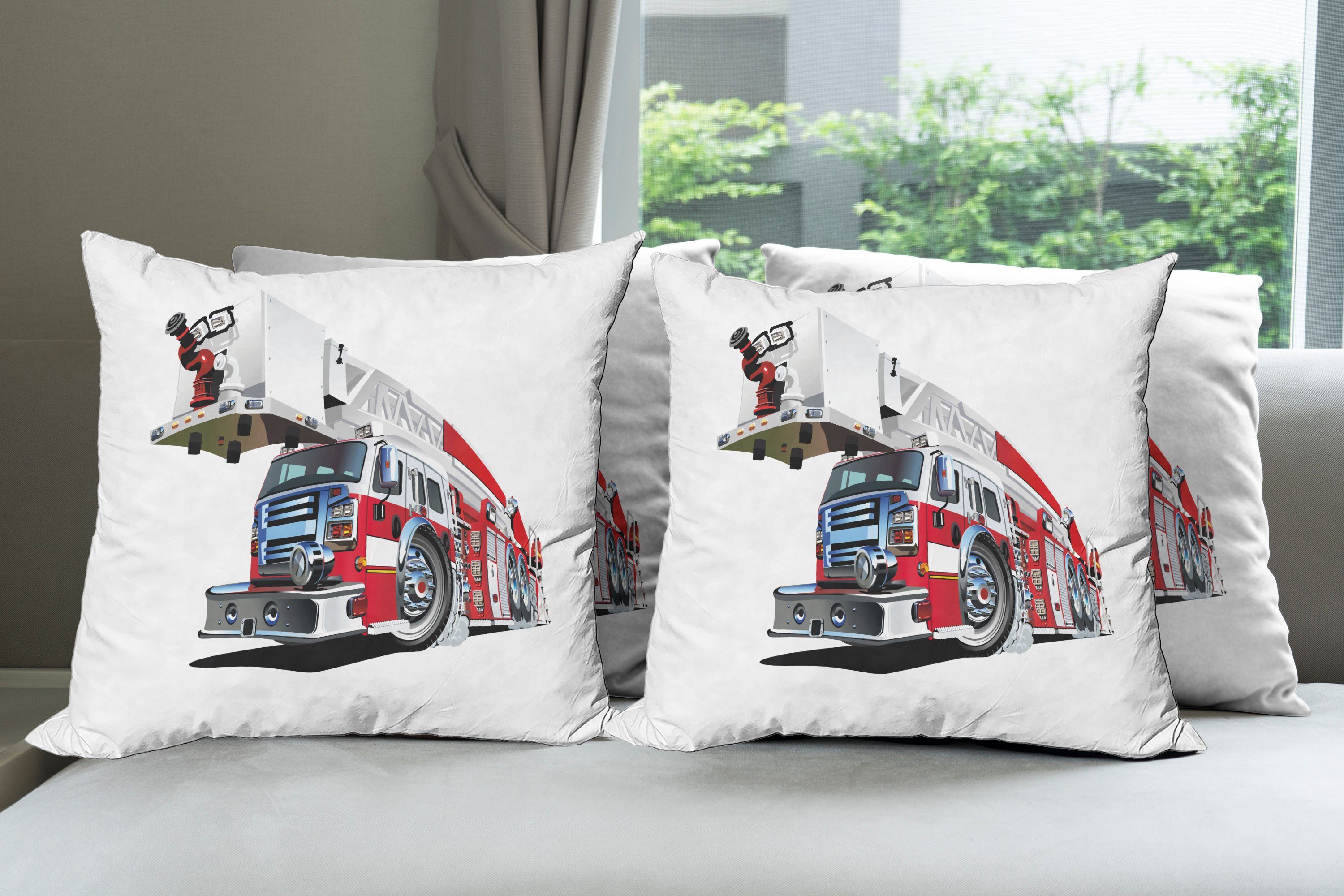 911 Abakuhaus Kissenbezüge Notfall Digitaldruck, Modern LKW Feuerwehrauto Stück), Doppelseitiger Accent (4