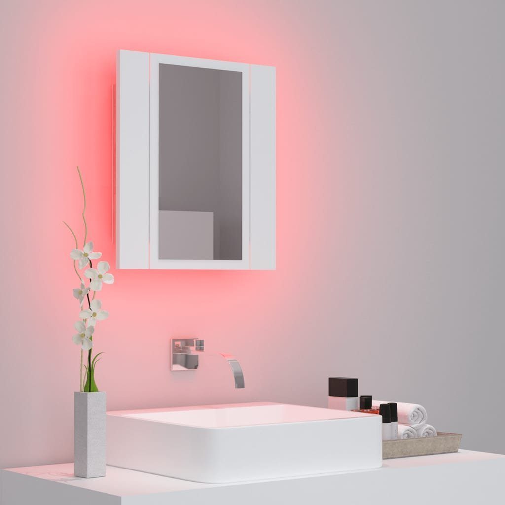 vidaXL Badezimmerspiegelschrank LED-Bad-Spiegelschrank Weiß 40x12x45 (1-St) Acryl cm
