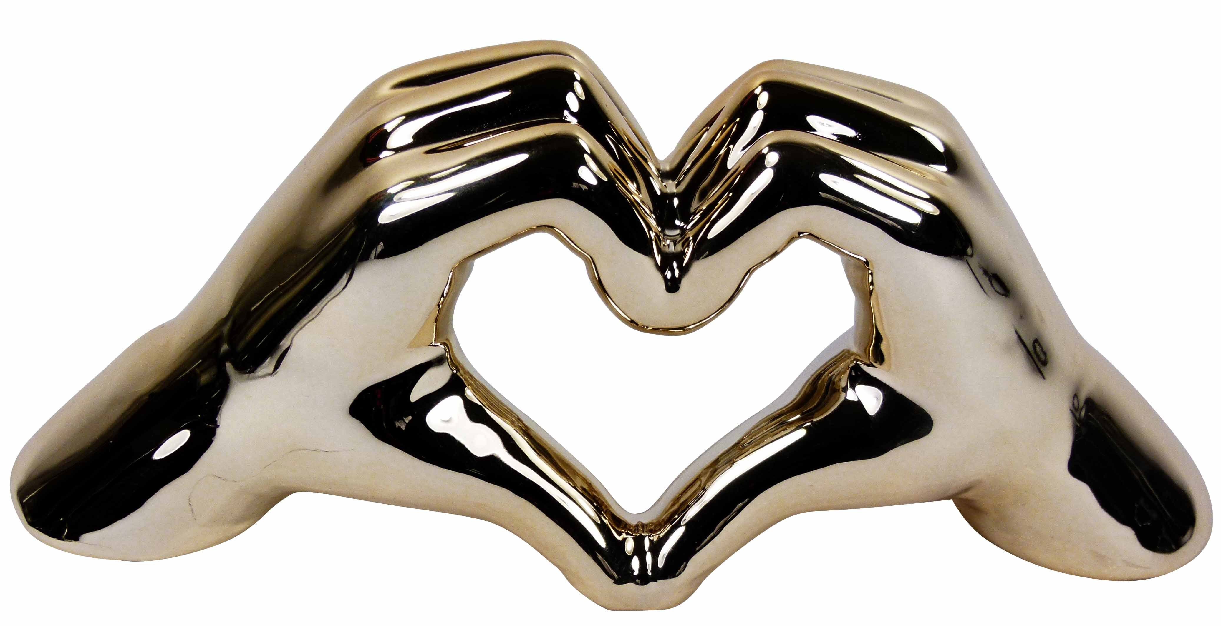 GlasArt Dekofigur Deko Skulptur Figuren Hand Herz Wohnzimmer Fensterbank Ke günstig online kaufen