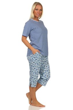Normann Pyjama Damen Capri Schlafanzug mit Spitzenbesatz - auch in Übergrößen