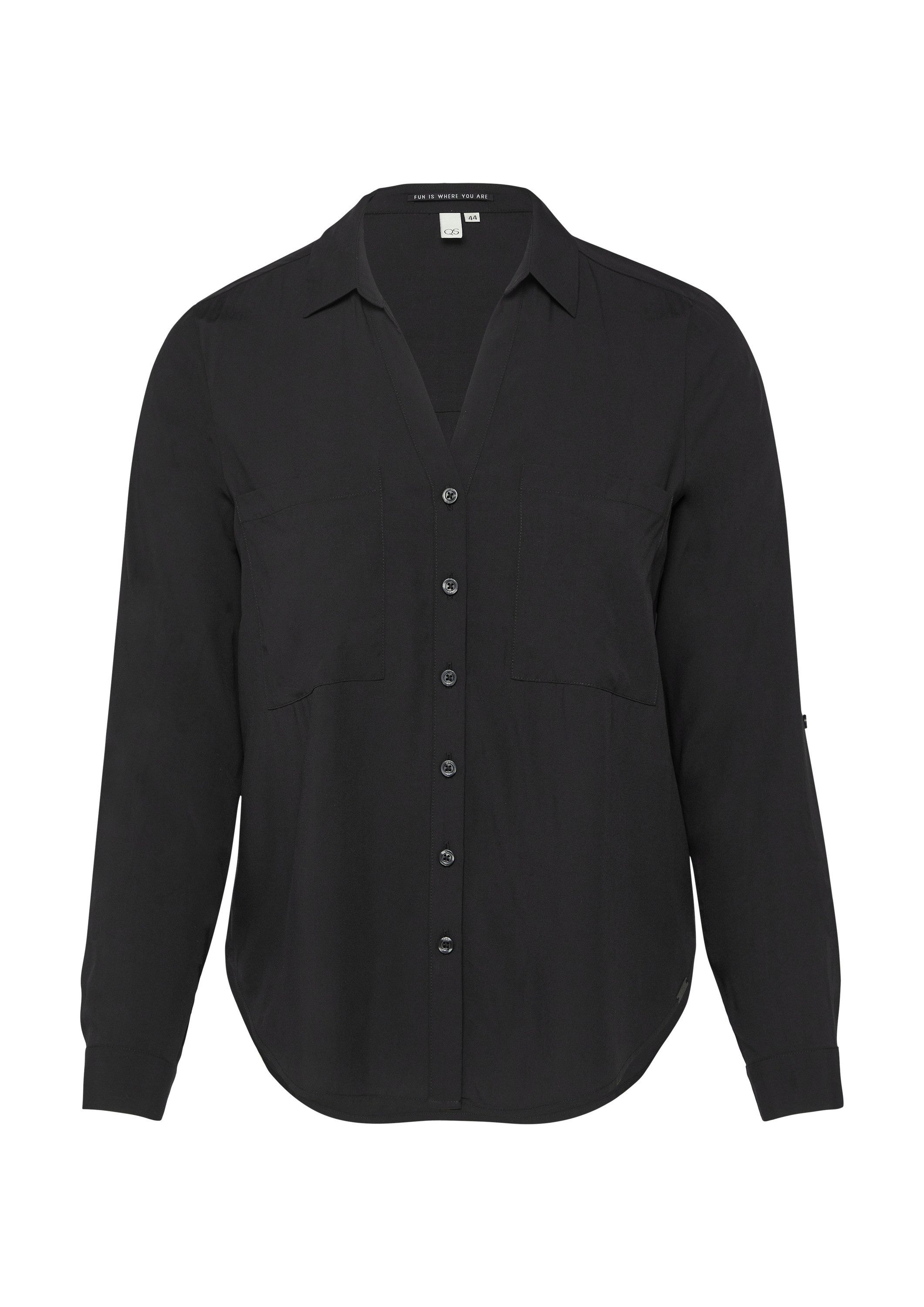 QS Langarmbluse Bluse Viskosebluse mit Turn-up und aufgesetzten Taschen günstig online kaufen