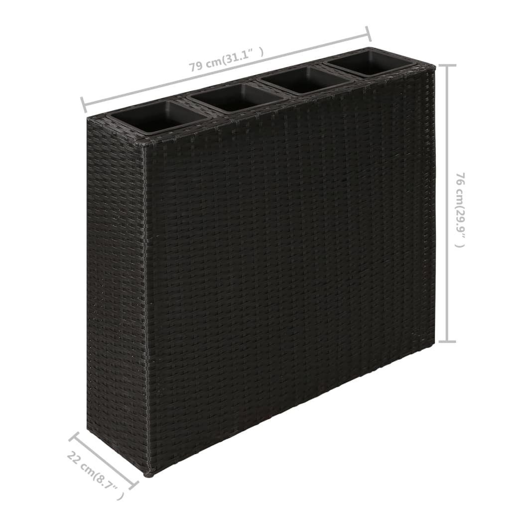 2 Stk. St) Töpfen (1 Poly mit Garten-Hochbeet Schwarz vidaXL Rattan 4 Hochbeet