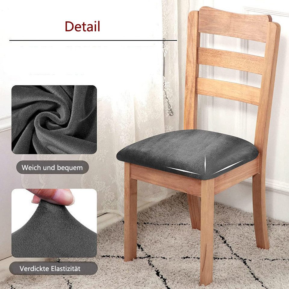 Minicloss Stuhlbezug Sitzflächenhusse Stuhlhussen, Esszimmerstuhl Sitzbezüge, Stretch Abnehmbare Waschbar Stuhlbezug mit Gummiband