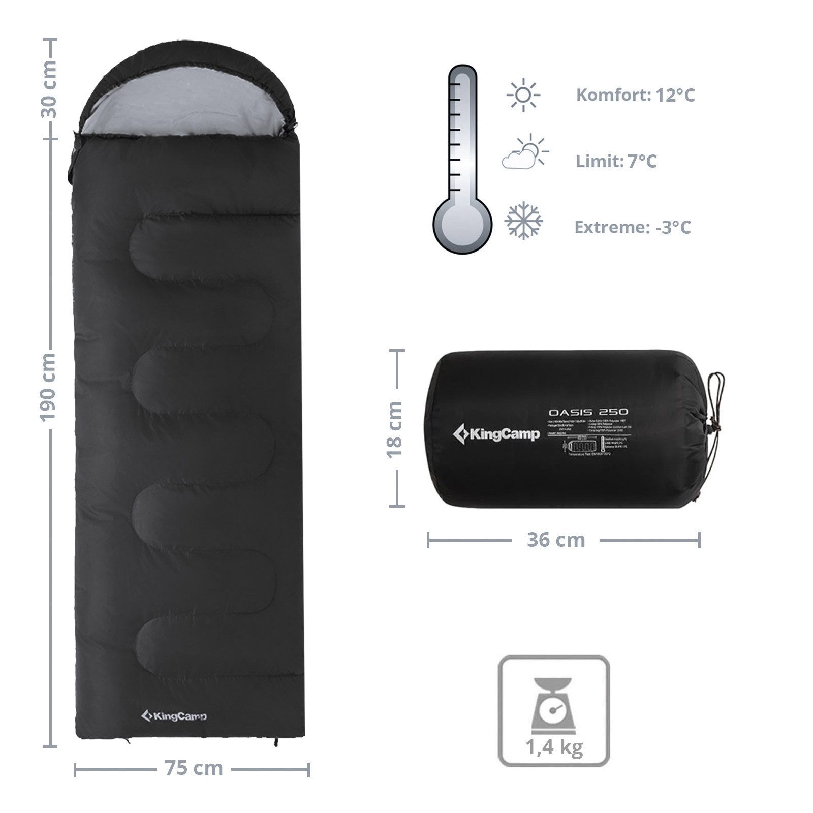 KingCamp Deckenschlafsack Decken Schlafsack Oasis 250 günstig online kaufen