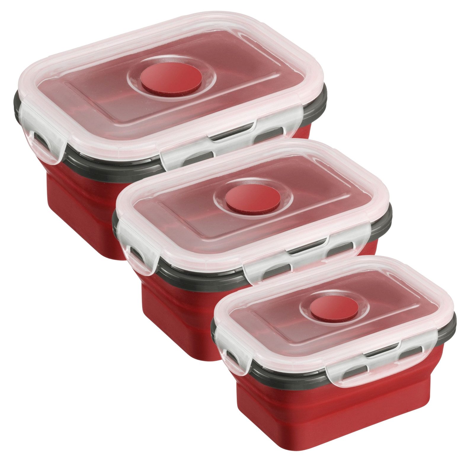 Thiru Frischhaltedose faltbar, eckig, mikrowellengeeignet, tiefkühlgeeignet, (3-tlg)