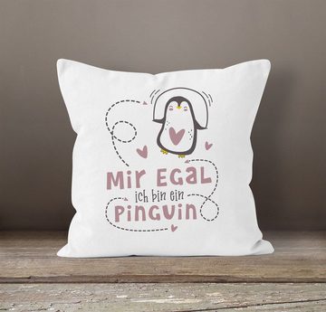 SpecialMe Dekokissen Kissen-Bezug Spruch Mir egal ich bin ein Pinguin Herzen Tiermotiv lustig kleines Geschenk Geschenkideen SpecialMe®