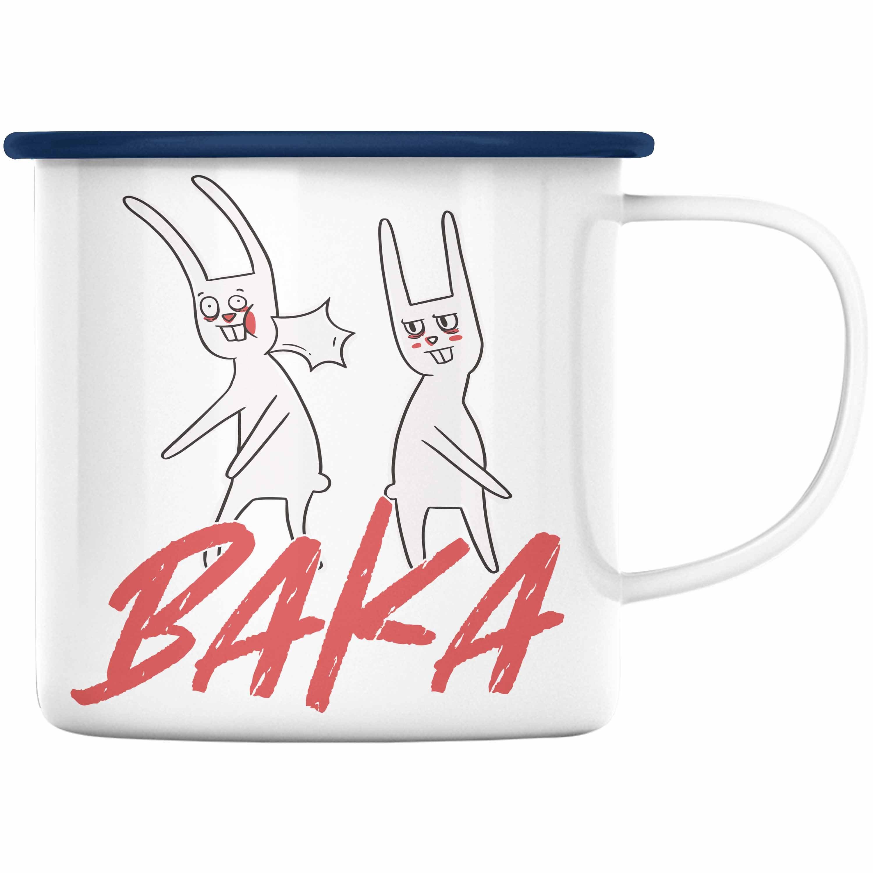 - Trendation Anime Anime-Fans Manga Hase Emaille Geschenkidee Otakus Trendation Blau Tasse Thermotasse Kawaii Baka Geschenk