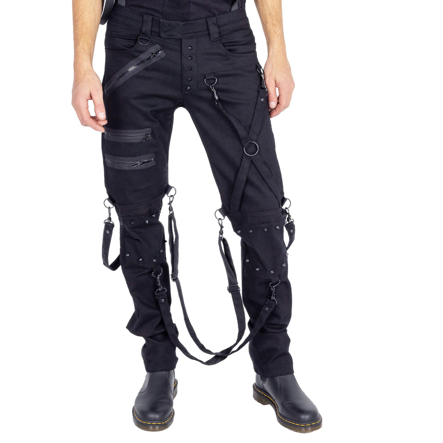 Chemical Black Stoffhose Amador Industrial Goth Gothic Punk Riemen Straps Zipper