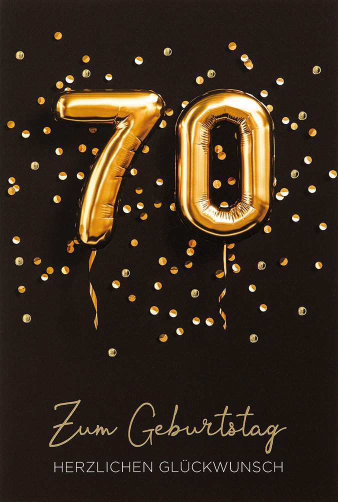 BSB Grußkarten 70. Geburtstag - Glückwunschkarte im Format 11,5 x 17 cm mit