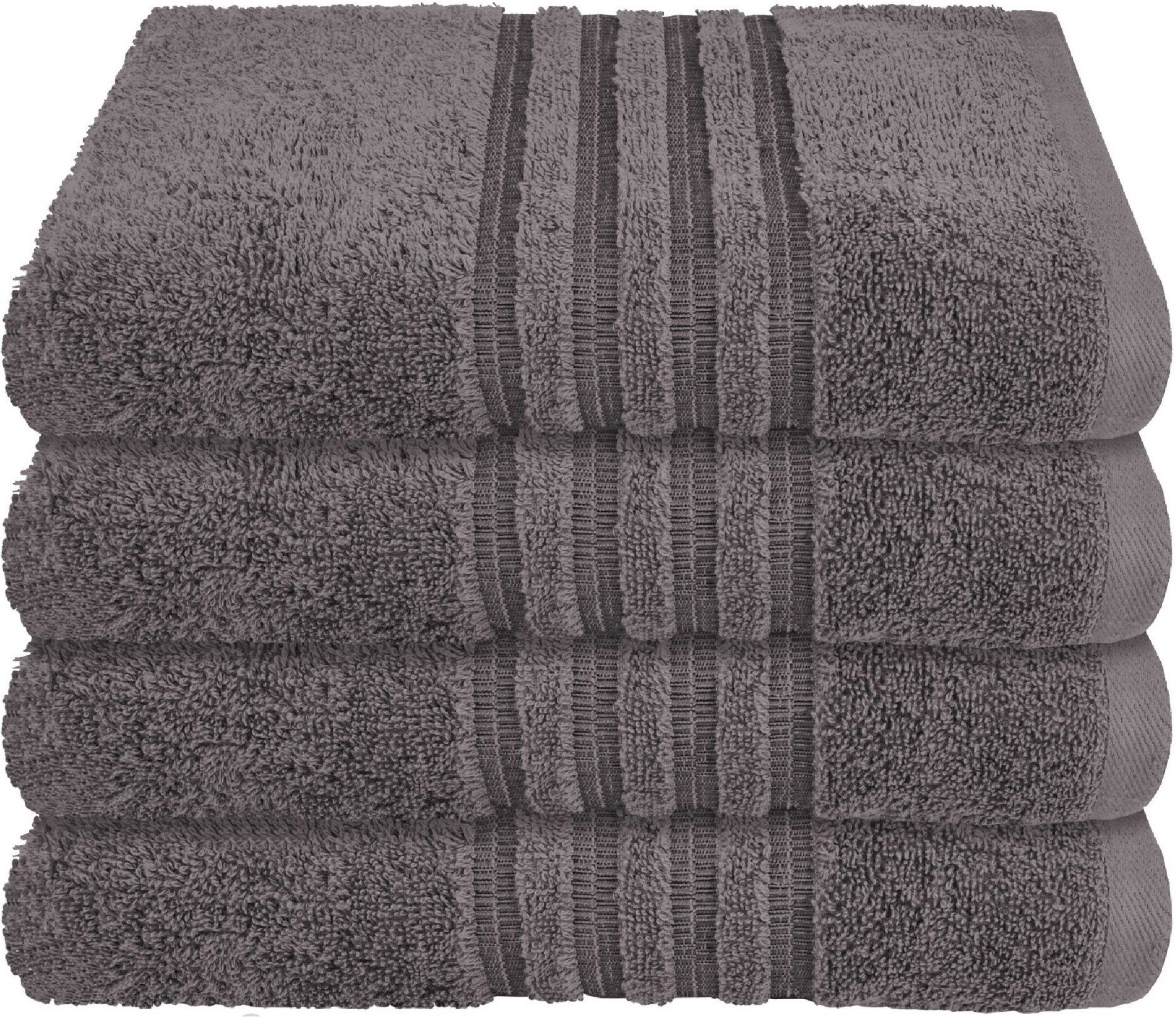 Schiesser Handtücher Milano aus 100% Baumwolle mit eleganter Bordüre in Hoch-Tief-Optik, Frottier (Set, 4-St), OEKO-TEX® MADE IN GREEN