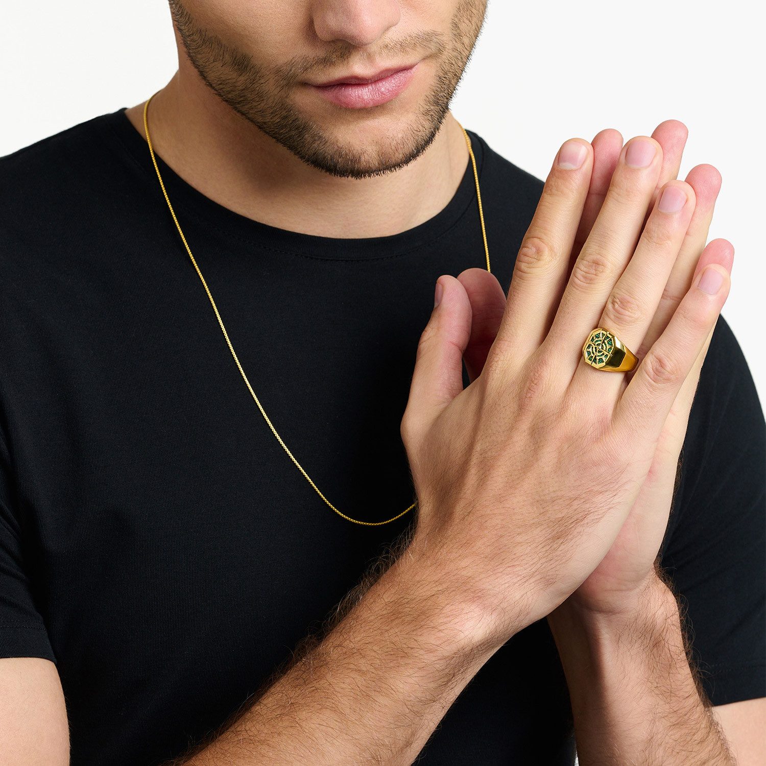 THOMAS SABO Siegelring Kompass Goldfarben/Grün