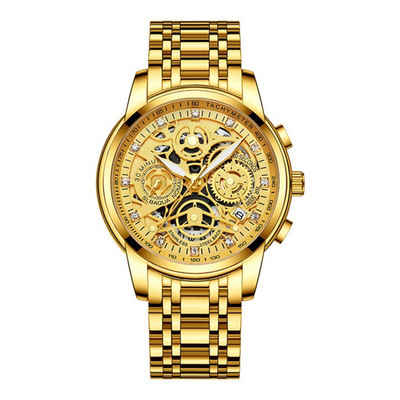 Housruse Mechanische Uhr »Mechanische Business-Uhr, reife Herren Automatikuhr, goldenes Stahlband«