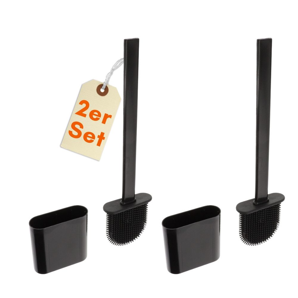 GarPet WC-Garnitur 2er Set Klobürste Silikon schwarz Set Wandmontage Toilet günstig online kaufen