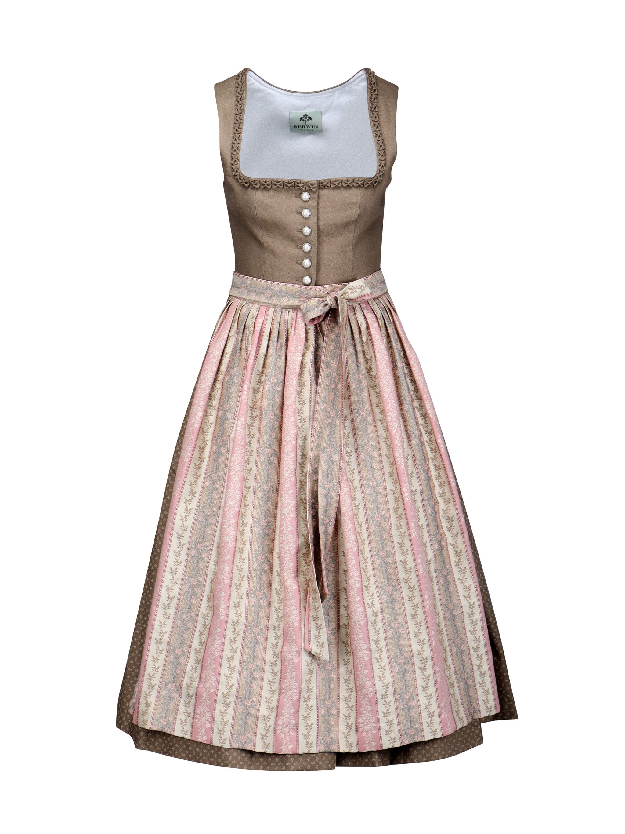 Dirndl Dirndl mit Leinenoberteil und Jacquardschürze
