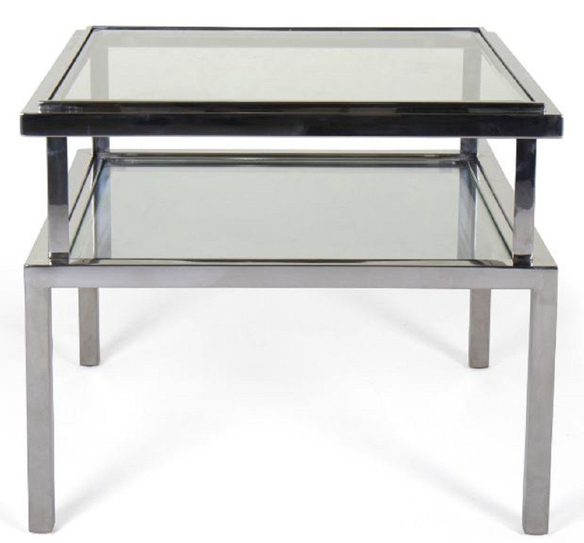 Möbel x Tisch 65 - und 65 Silber Glasplatten Beistelltisch Moderner Luxus cm gehärteten mit Casa Beistelltisch Gestell Padrino x 55 - H. Edelstahl
