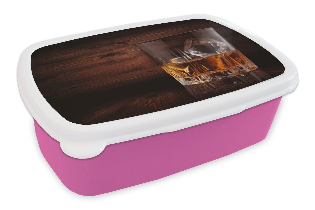 MuchoWow Lunchbox Whiskey - Alkohol - Glas, Kunststoff, (2-tlg), Brotbox für Erwachsene, Brotdose Kinder, Snackbox, Mädchen, Kunststoff rosa
