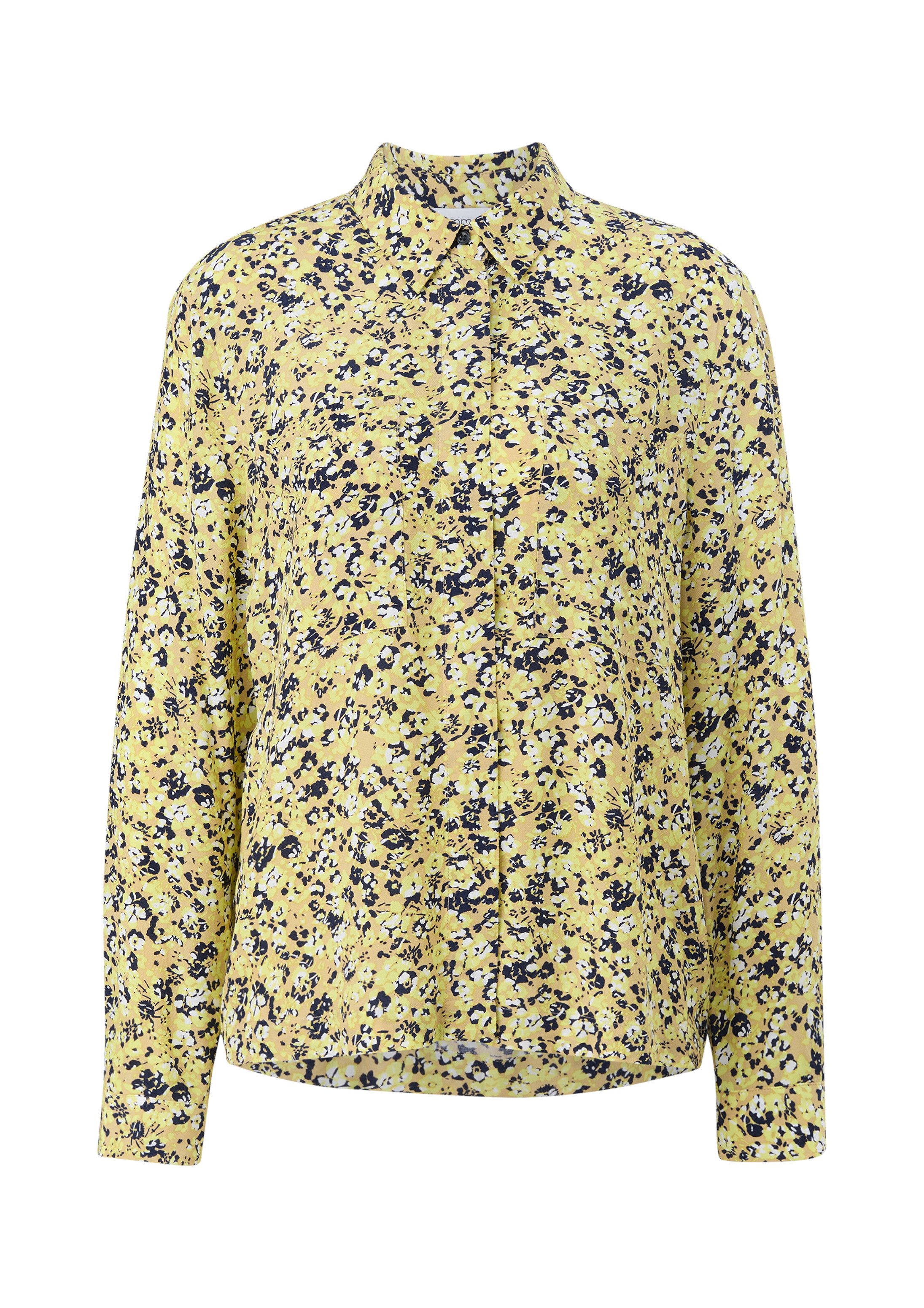 comma Langarmbluse Bluse Viskosebluse mit Allover-Print
