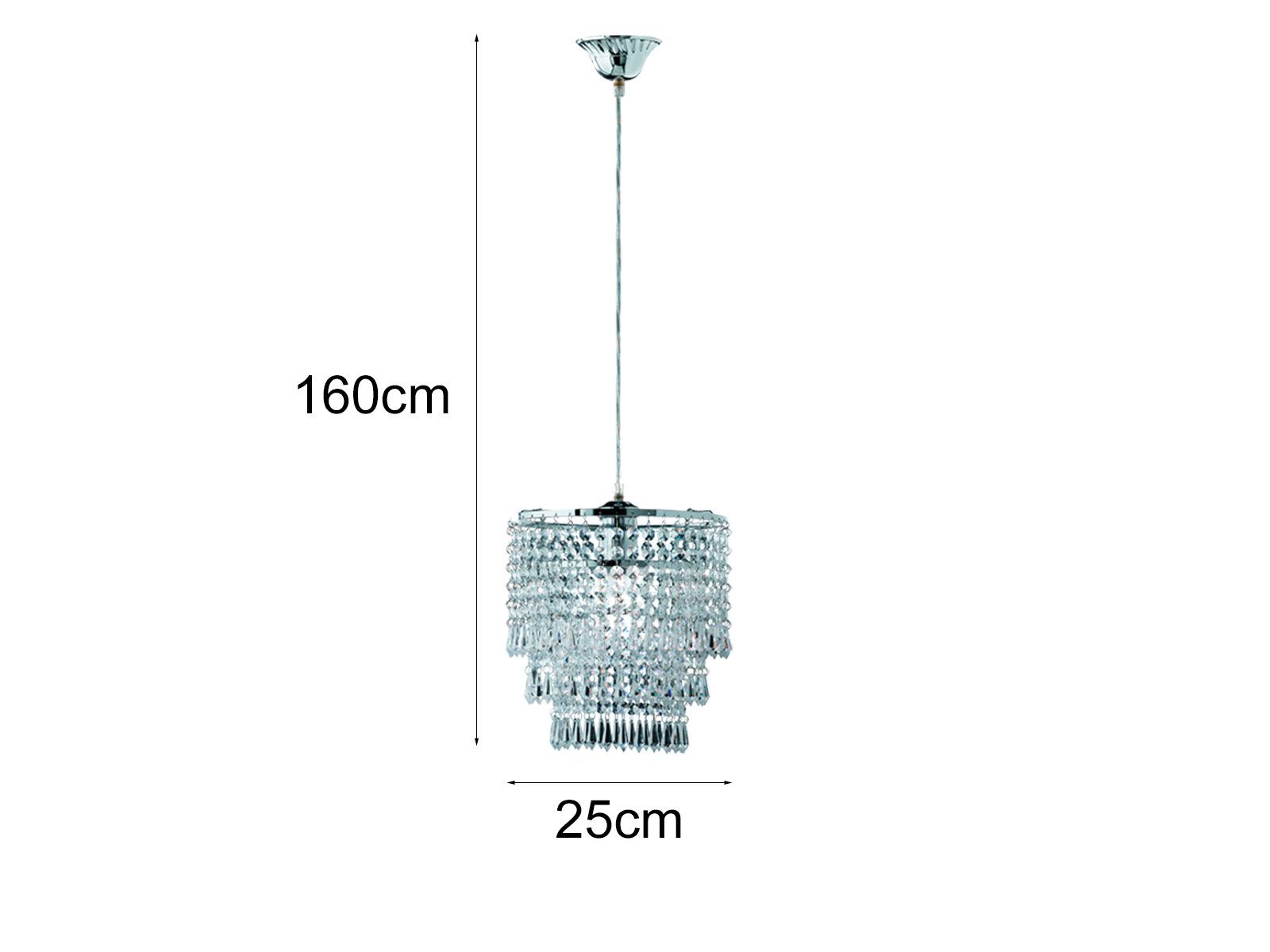 Reality Leuchten LED Kronleuchter mit Acryl Kristall Behang, Ø 25cm, dimmbar, LED wechselbar, Warmweiß, kleine Pendelleuchte einflammig Esstisch-lampe hängend,  – Bild 4 von 5