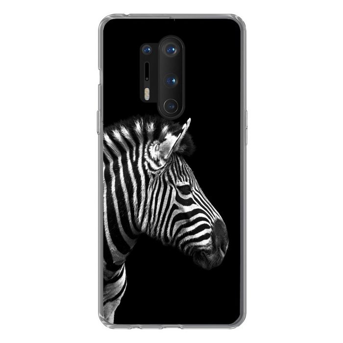 MuchoWow Handyhülle Zebra - Schwarz - Weiß - Porträt - Tiere Phone Case Handyhülle OnePlus 8 Pro Silikon Schutzhülle