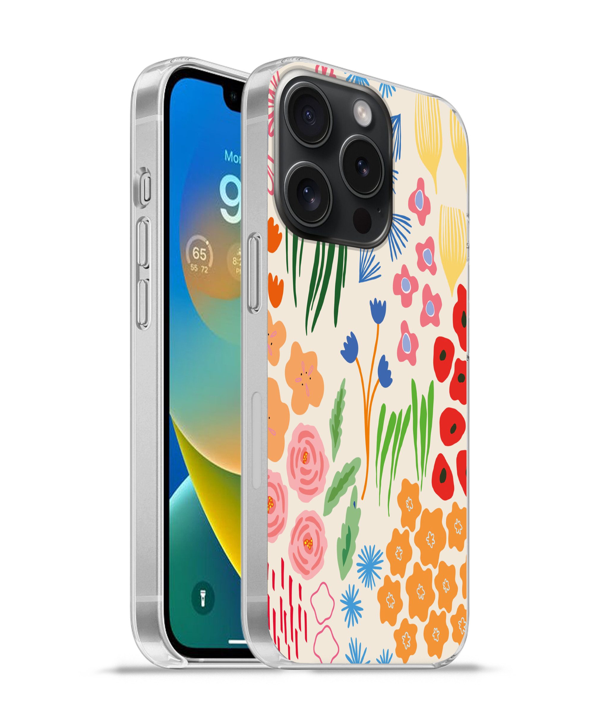 MuchoWow Handyhülle für Apple iPhone 15 Pro Blumen - Muster - Feldblumen, Smartphone-Bumper, Print, Handy Schutzhülle Dünn