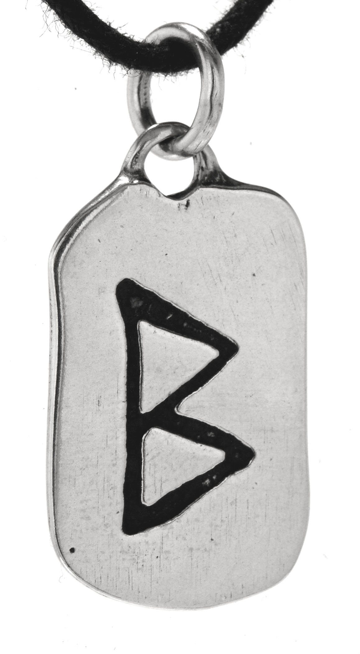 Kiss Leather Berkana Rune of Silber Kettenanhänger Buchstabe Sterling 925 B