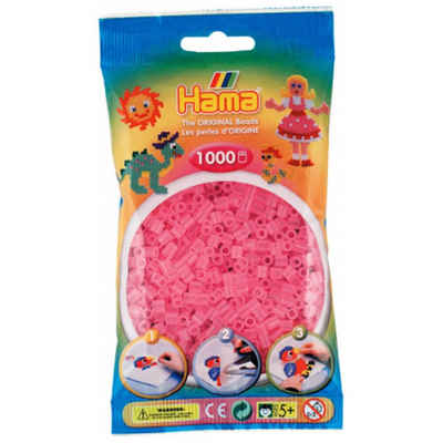 Hama Perlen Bügelperlen Hama Beutel mit 1000 Bügelperlen transparent-pink