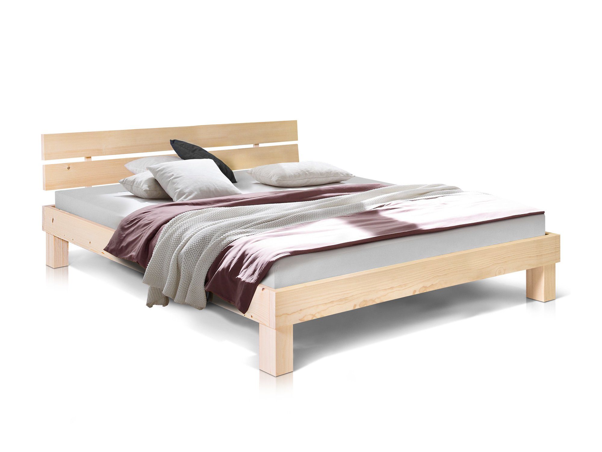 Moebel-Eins Massivholzbett, PUMBA Massivholzbett mit Kopfteil, günstig online kaufen