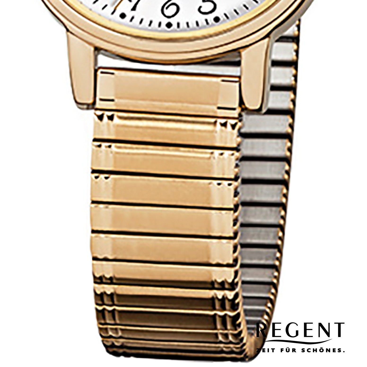 gold Analog Edelstahl, Armbanduhr Damen Damen-Armbanduhr 30x25mm), oval, (ca. F-892, Regent klein Regent goldarmband Quarzuhr