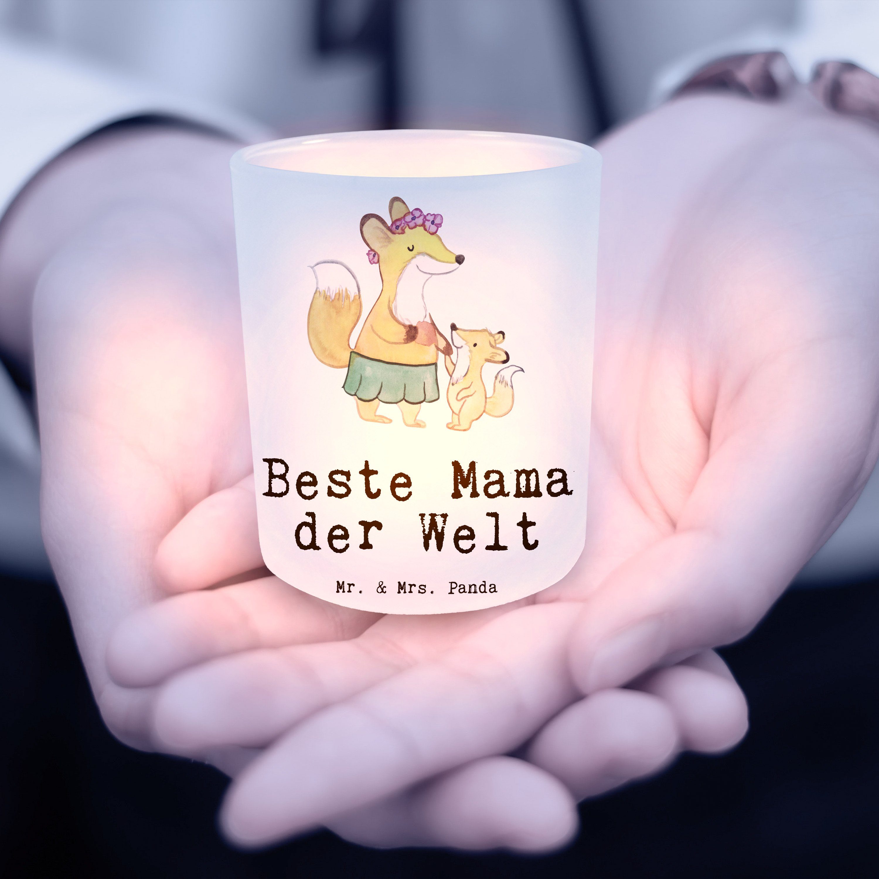 Mr. & Windlicht - St) Geschenk, Teelichtglas, Transparent Welt Mrs. Panda (1 Dan Beste Mama der Fuchs 