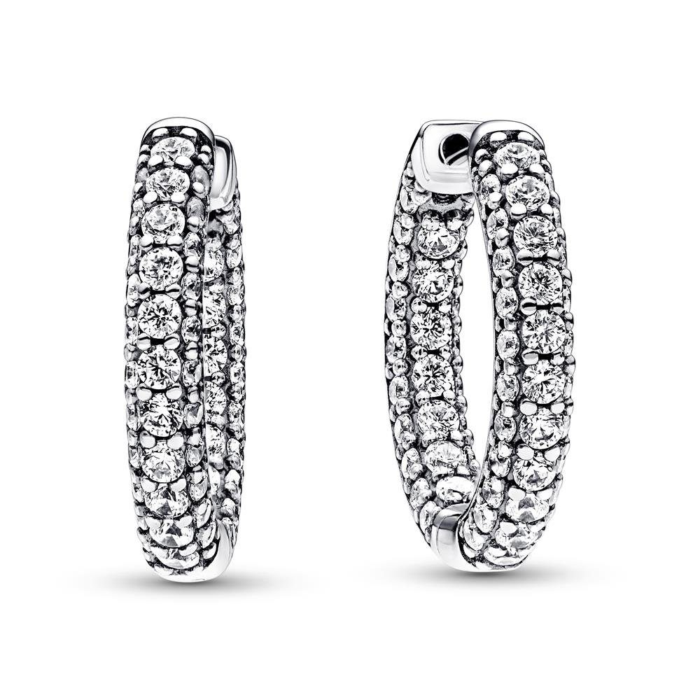 Paar Creolen Timeless Ohrringe Pavé für Damen aus 925er Silber von PANDORA