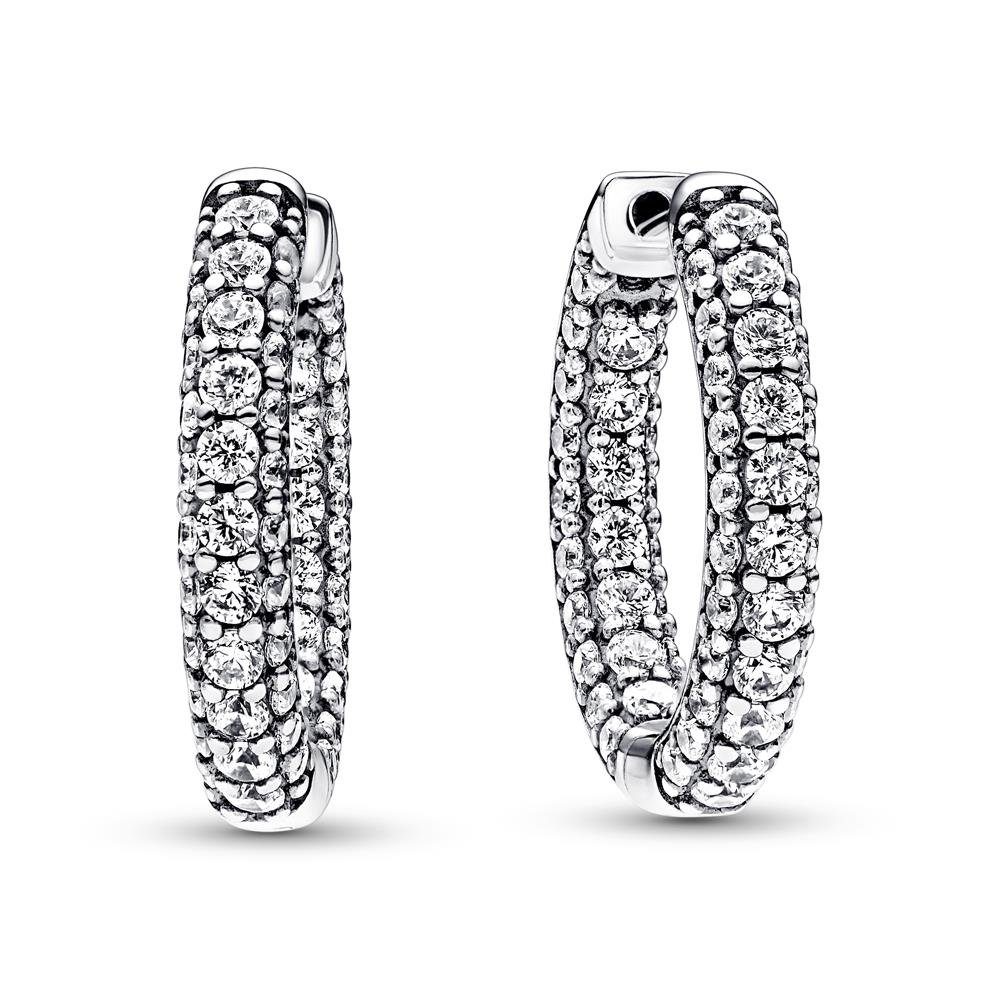 Pandora Paar Creolen Timeless Ohrringe Pavé für Damen aus 925er Silber von PANDORA