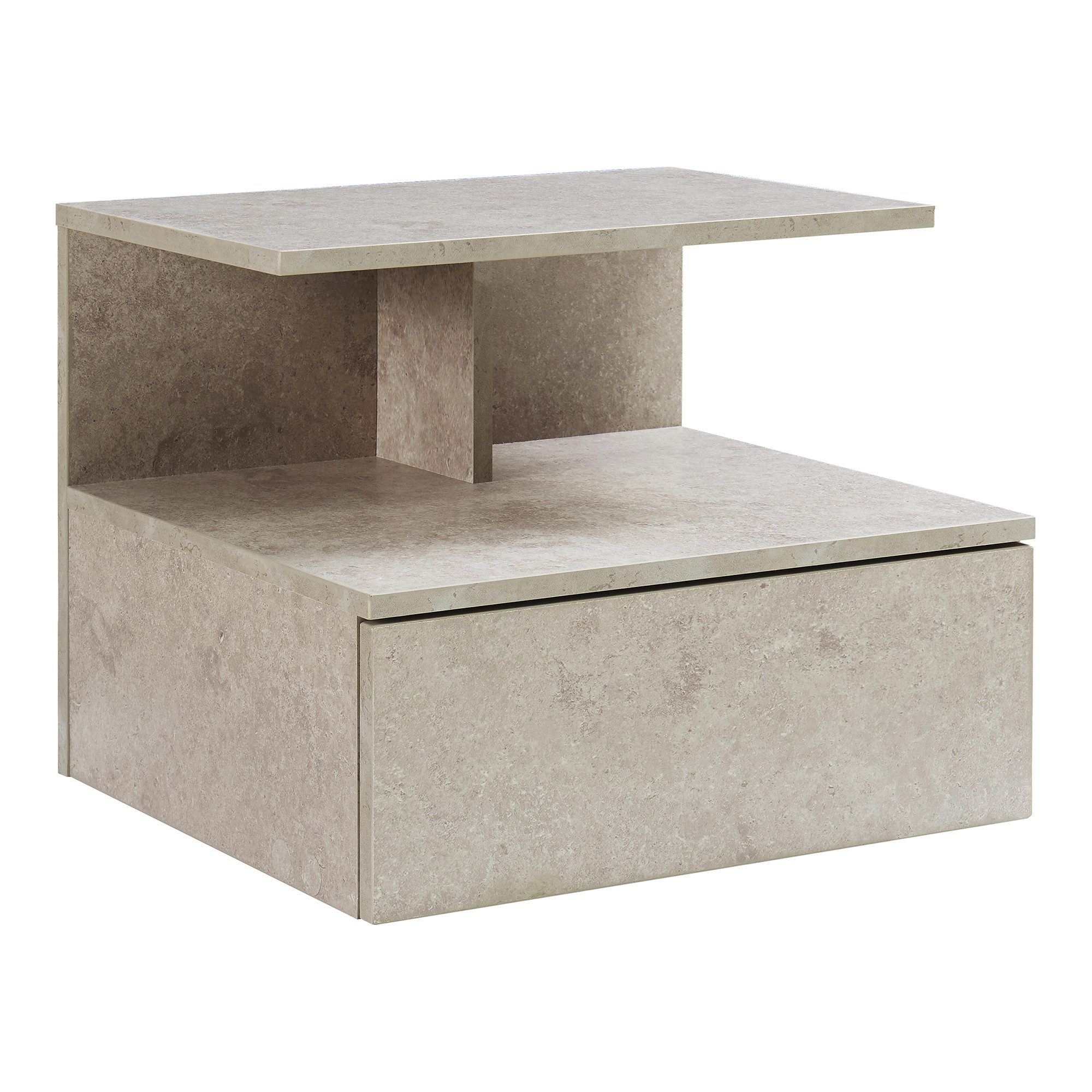 en.casa Wandboard, »Amberg« Nachttisch hängend 40x35x31 cm Betonoptik, hell günstig online kaufen