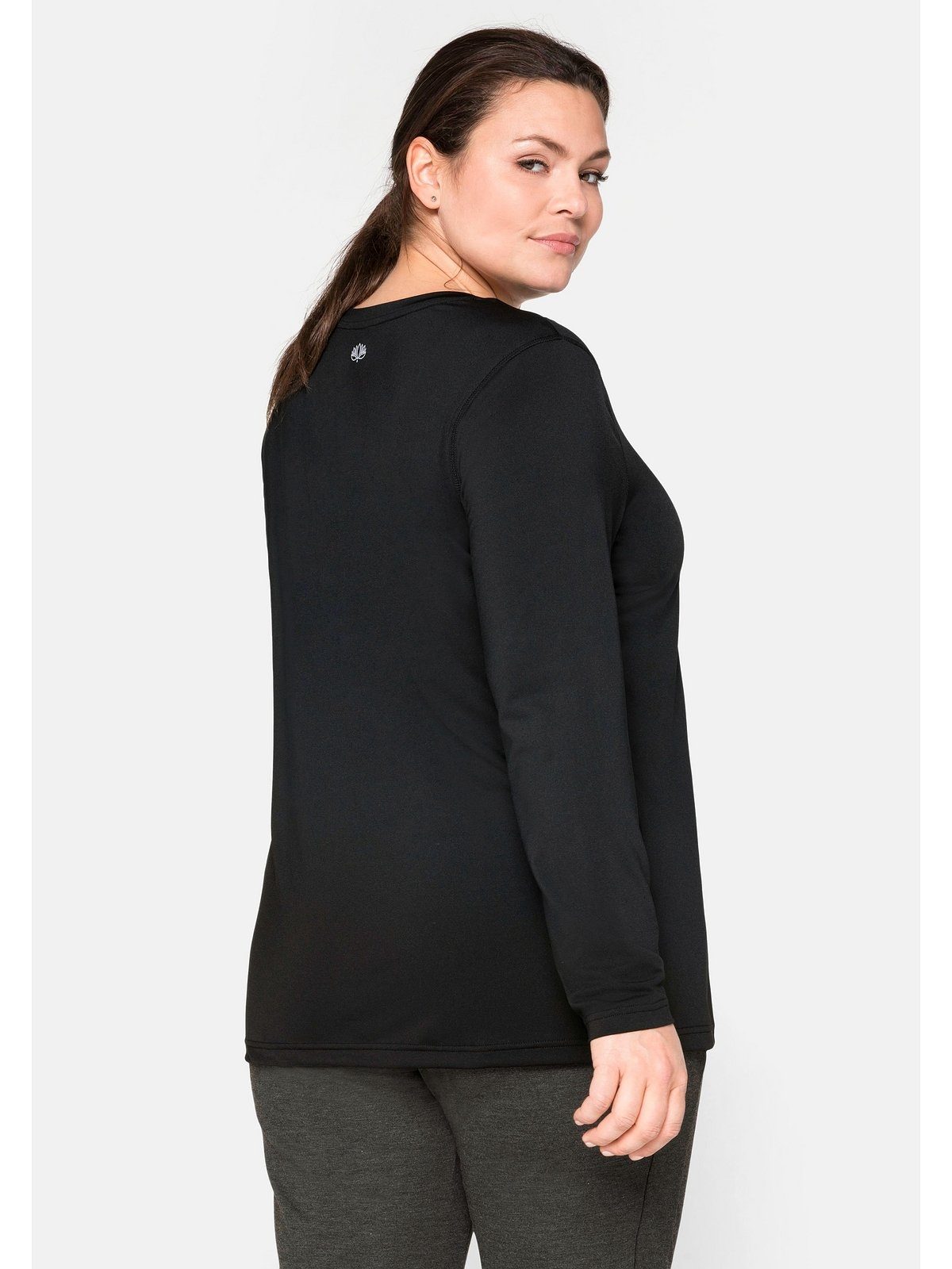 Rückendruck mit reflektierendem Größen schwarz Sheego Große Langarmshirt