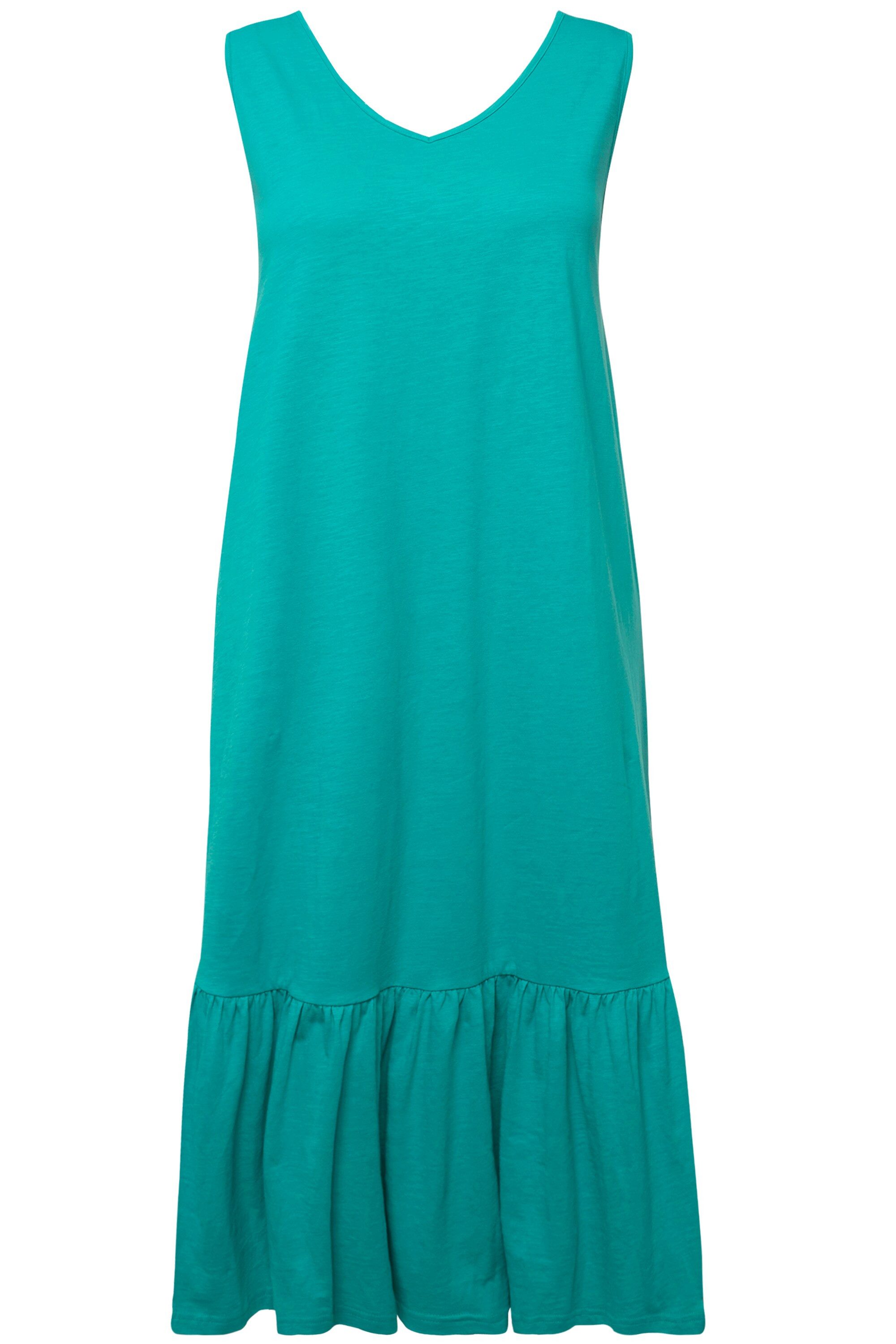 Ulla Popken Maxikleid Midikleid Volant V-Ausschnitt günstig online kaufen
