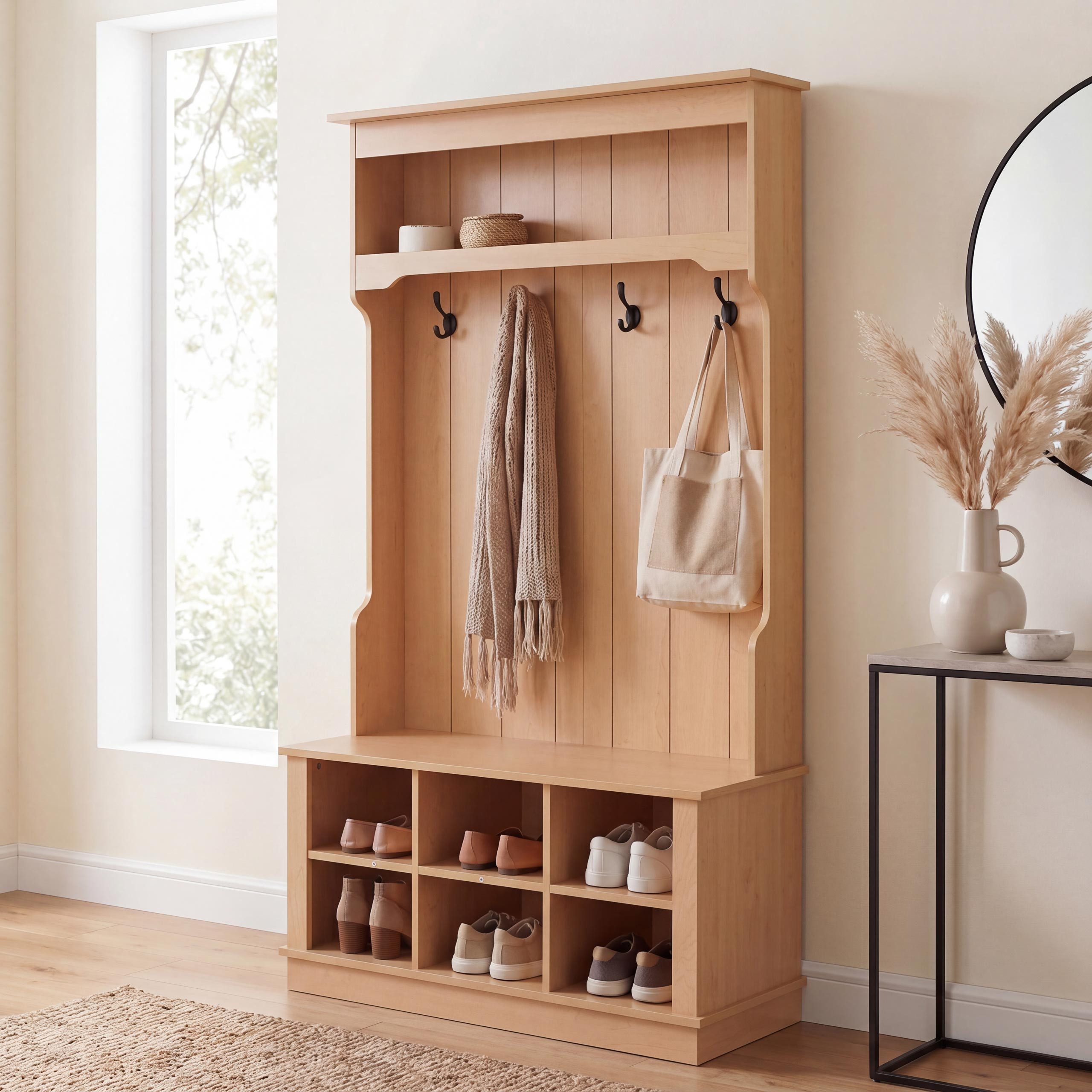 MCW Garderobe MCW-P26, Mit sechs Staufächern für Schuhe
