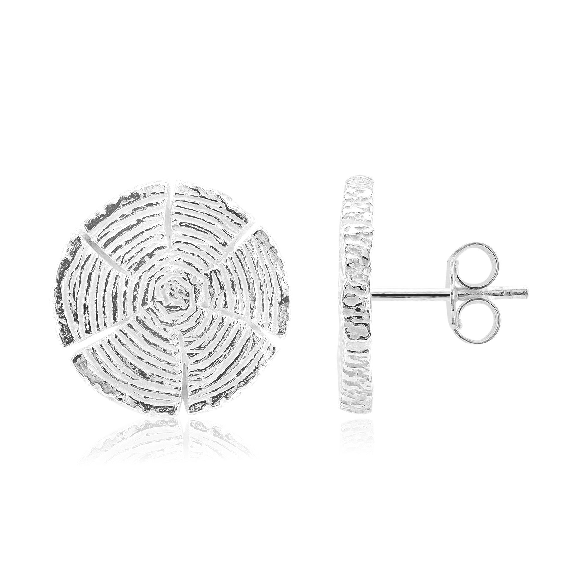Ohrring-Set Cavill 925 Sterling Silber Ohrstecker, 15 mm, rund, strukturiert