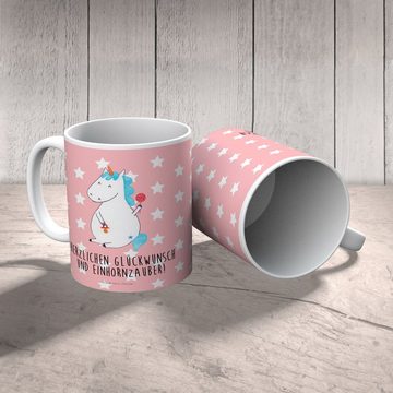 Mr. & Mrs. Panda Kinderbecher Einhorn Baby - Rot Pastell - Geschenk, Kaffeetasse, Kunststoffbecher, Kunststoff, Mikrowellenbeständig