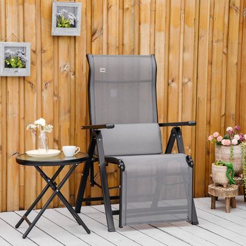 Outsunny Gartenliege Sonnenliege 1 Position verstellbar, Liegestuhl, 1 St., Schwerelosigkeitssessel, Stahl Schwarz+Grau 70 x 65 x 111 cm