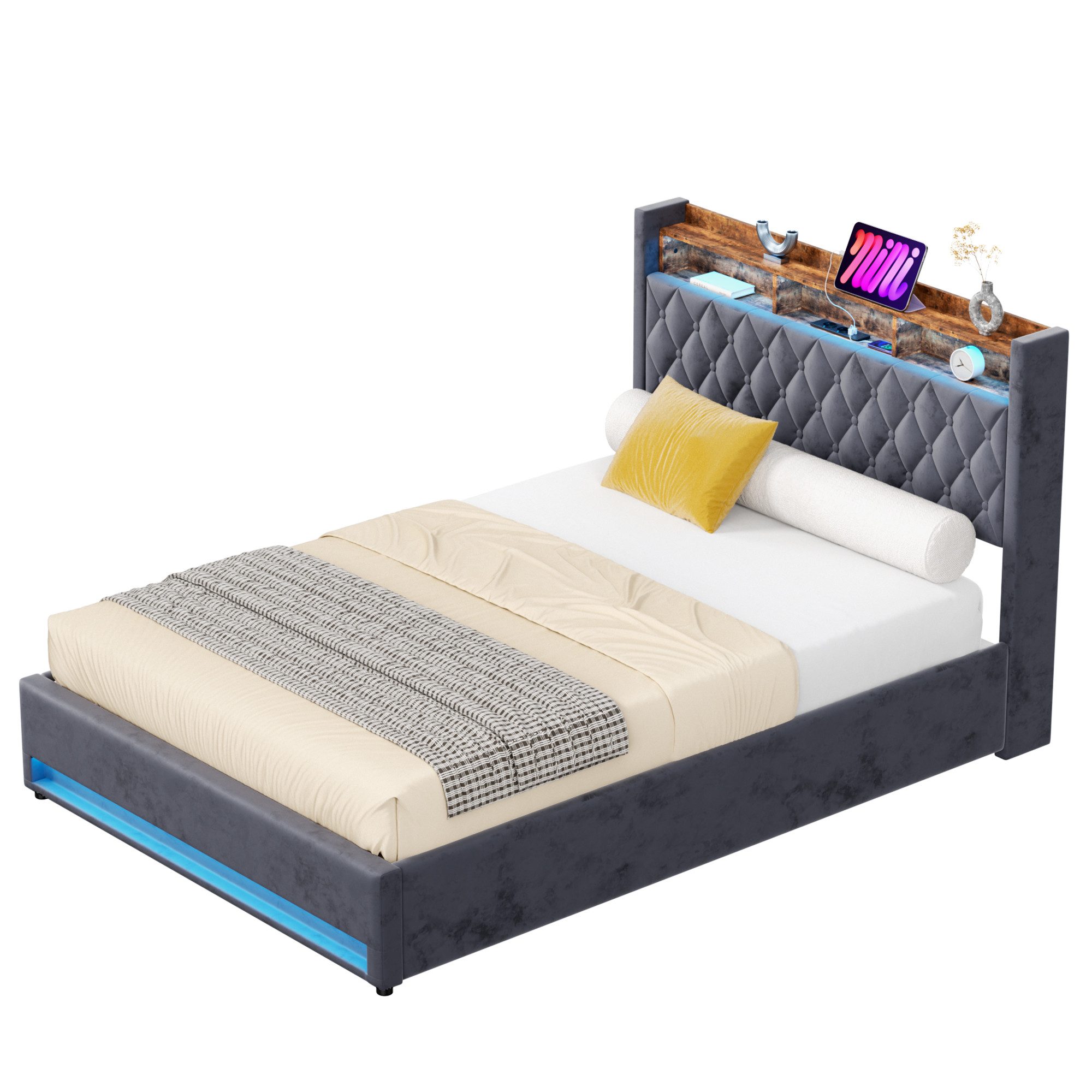 OKWISH Polsterbett Funktionsbett Stauraumbett (Luxuriöses Polsterbett günstig online kaufen