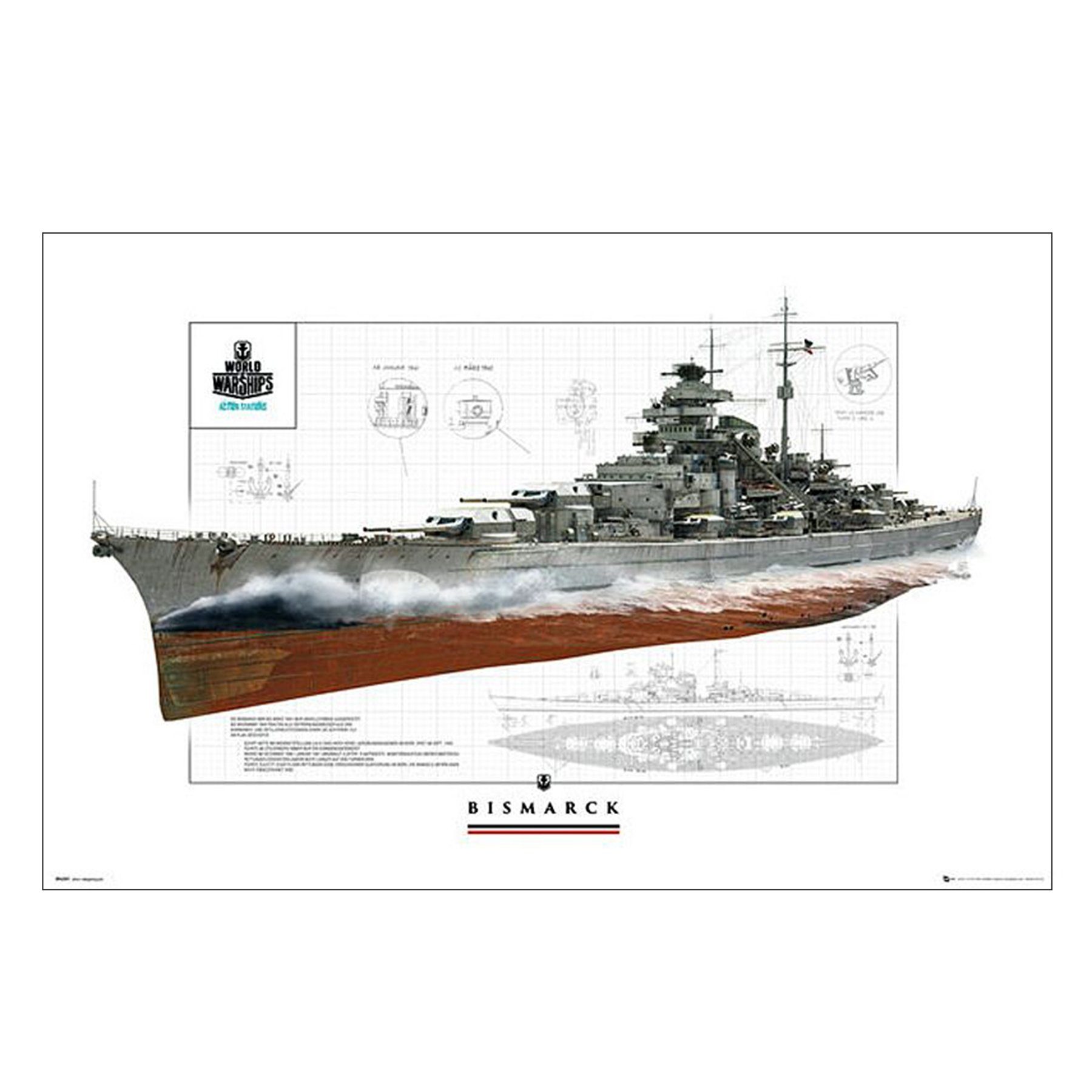GB eye Poster World of Warships Poster Schlachtschiff Bismarck 91,5 x 61 cm