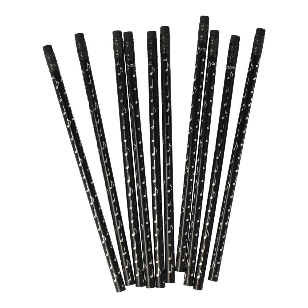 mugesh Bleistift Bleistift Noten schwarz/glänzend (10er-Set), für Musiker