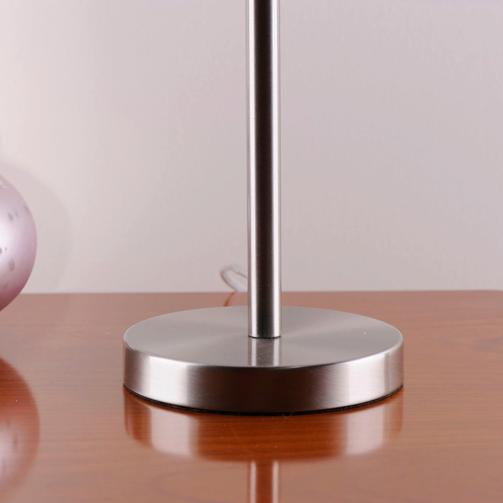 Dirk Davids Leuchten GmbH Tischleuchte Tischleuchte Nickel Matt Schirm Wolle Grau Tischlampe, E27